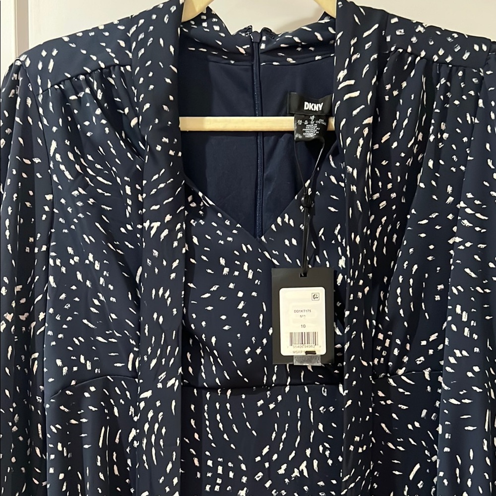 NWT DKNY Navy and White Sheath Dress - Picture 3 of 5